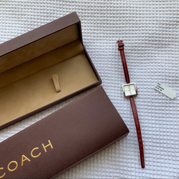 Vintage Coach Slim Watch Leather Strap with Silver Hardware - Red - Picture 9 of 12